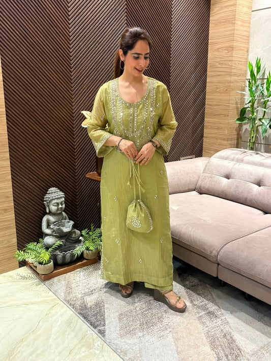 Stunning tissue shimmer kurta set
