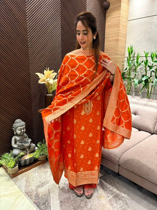 Luxurious Unstitched Uppada Silk Suit Set