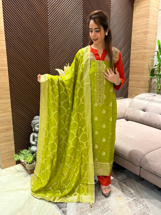 Luxurious Unstitched Uppada Silk Suit Set