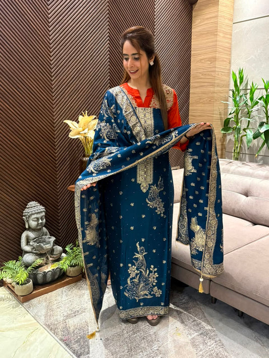 Exquisite Uppada Silk Unstitched Suit