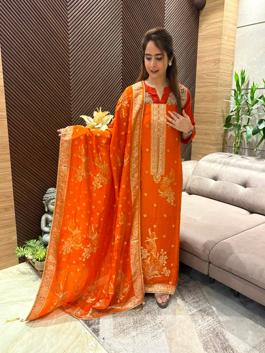 Exquisite Uppada Silk Unstitched Suit