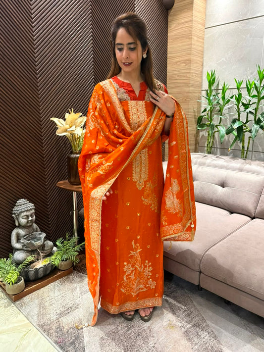 Exquisite Uppada Silk Unstitched Suit