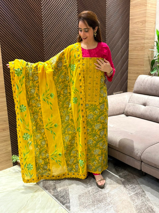 Elegant cotton unstitched suit