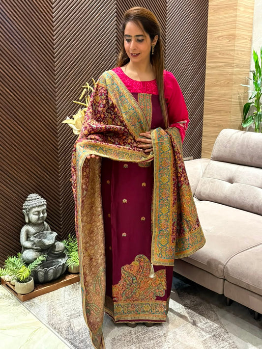 Luxurious Uppada silk fabric unstitched suit