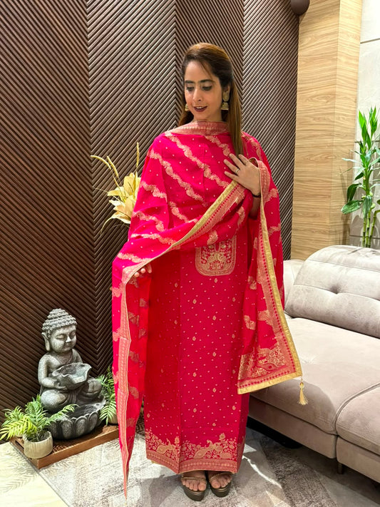 Luxurious Uppada silk unstitched suit