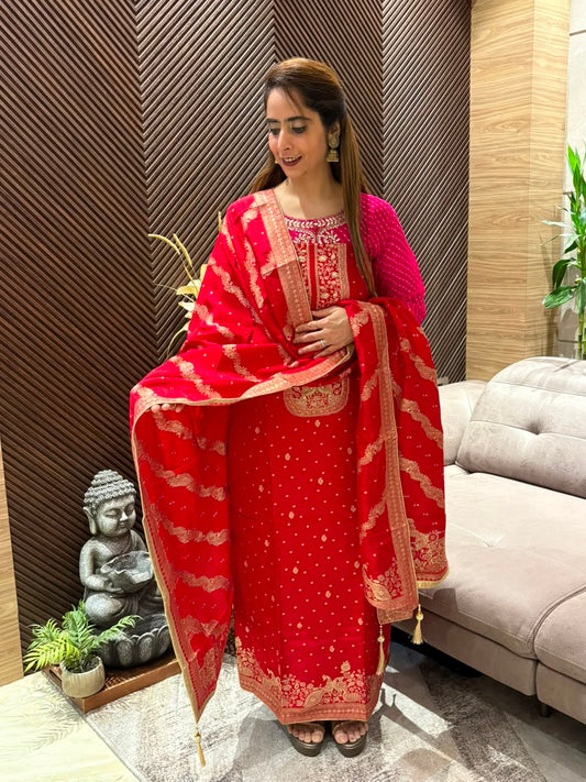 Luxurious Uppada silk unstitched suit