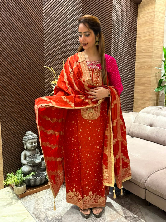 Luxurious Uppada silk unstitched suit