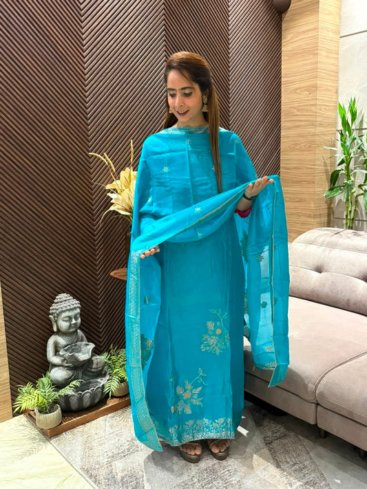 Luxurious Uppada silk unstitched suit