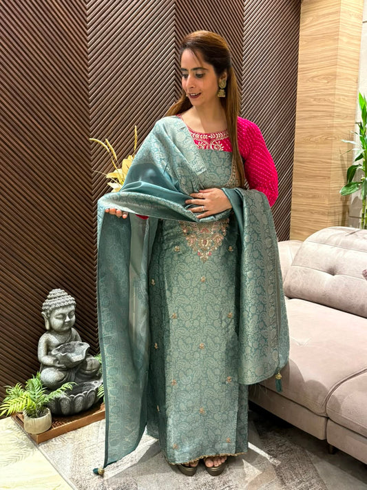 Elegant silk fabric unstitched suit