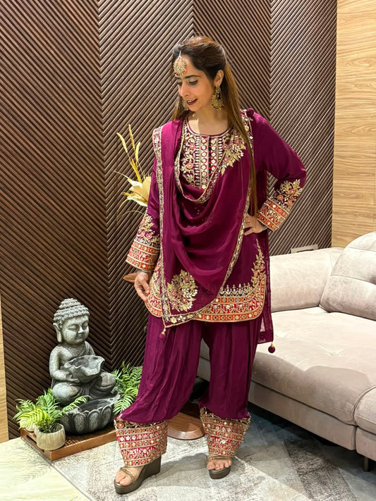Elegant semi-stitched Anarkali suit
