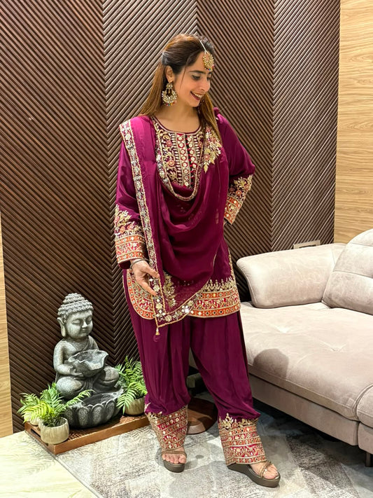 Elegant semi-stitched Anarkali suit