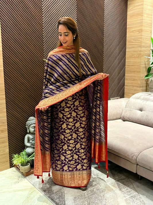 Pure khadi georgette fabric unstitched suit