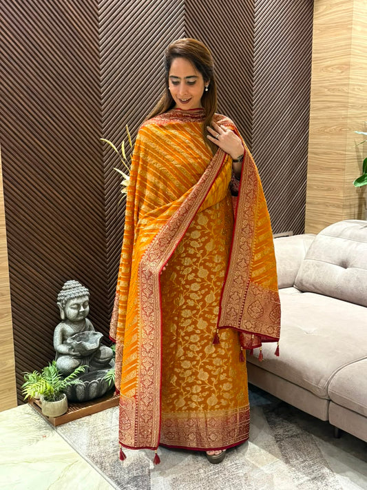 Pure khadi georgette fabric unstitched suit