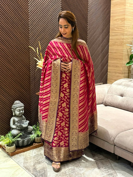 Pure khadi georgette fabric unstitched suit
