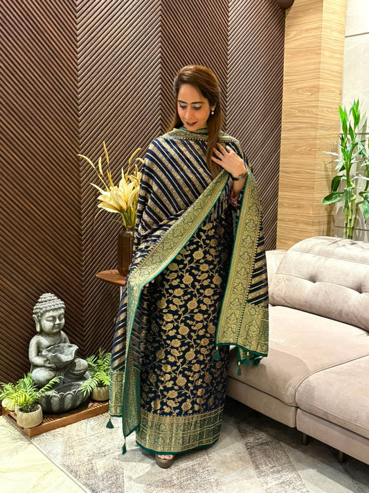 Pure khadi georgette fabric unstitched suit