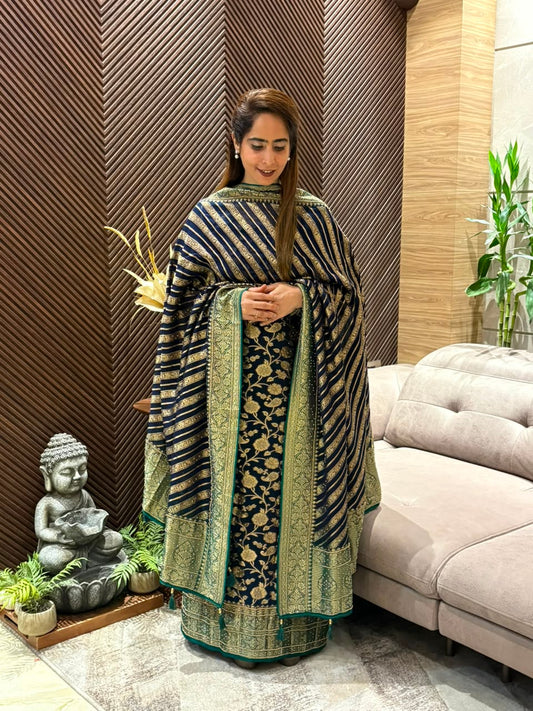 Pure khadi georgette fabric unstitched suit