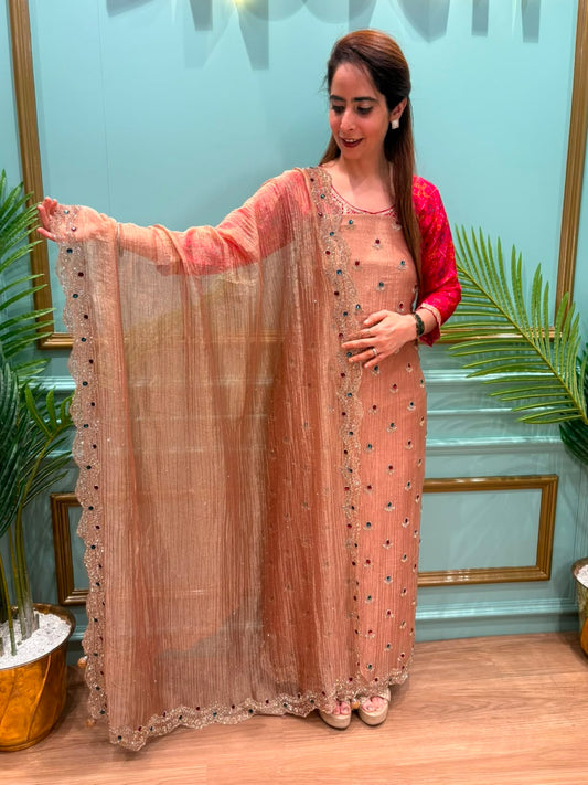 Exquisite shimmer tissue unstitched suit