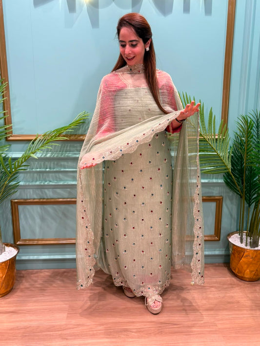 Exquisite shimmer tissue unstitched suit