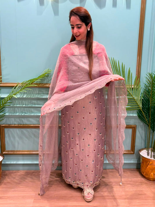Exquisite shimmer tissue unstitched suit
