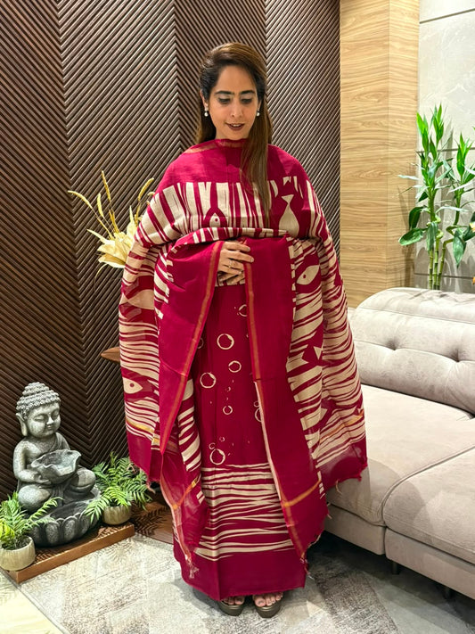 Luxurious Maheshwari elegant fabric suit