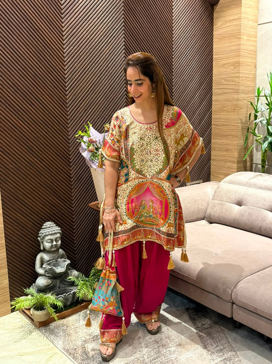 Short kaftan and farshi salwar set