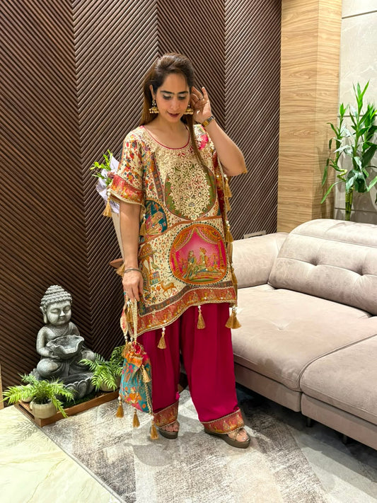 Short kaftan and farshi salwar set