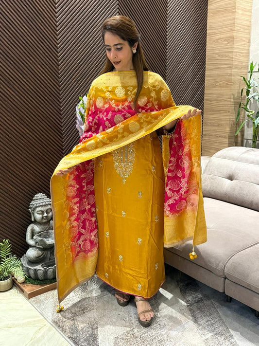 Luxurious Uppada silk unstitched suit