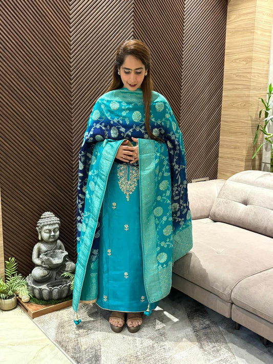 Luxurious Uppada silk unstitched suit