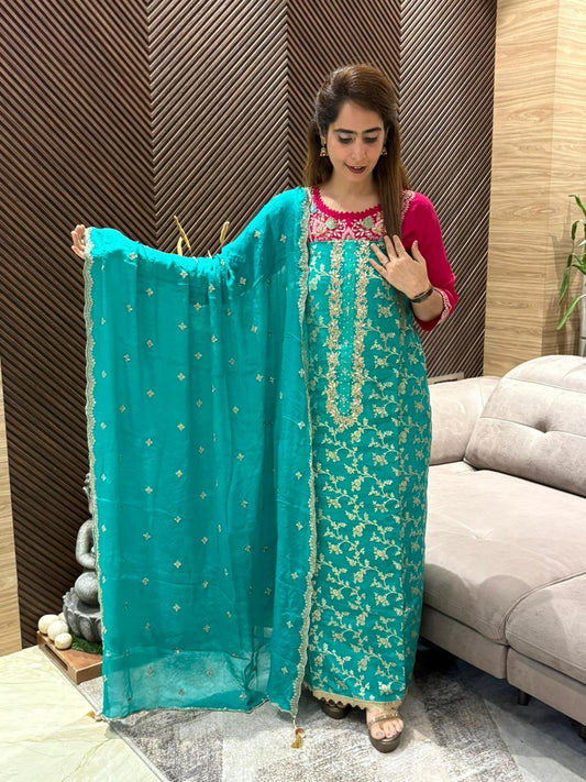 Luxurious rich silk unstitched suit