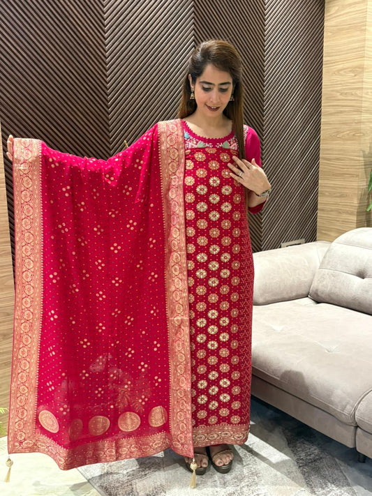 Luxurious Khadi Georgette unstitched suit