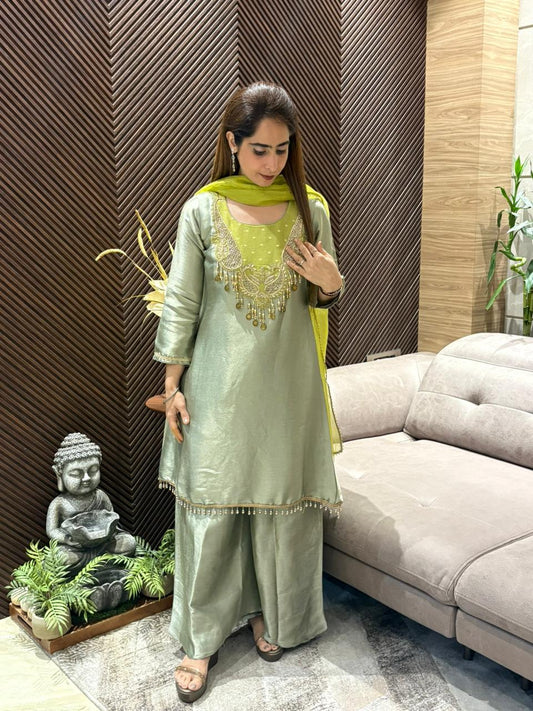 Elegant tissue silk kurta set