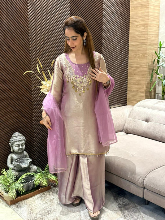 Elegant tissue silk kurta set