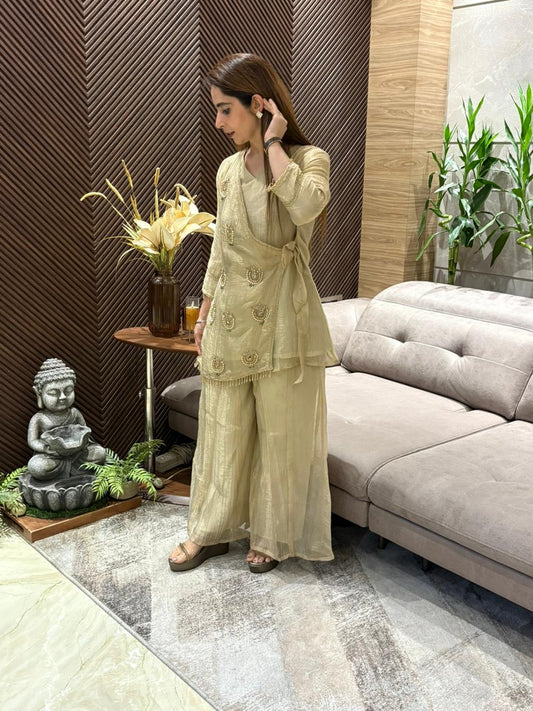 Elegant crush tissue shimmer co-ord set