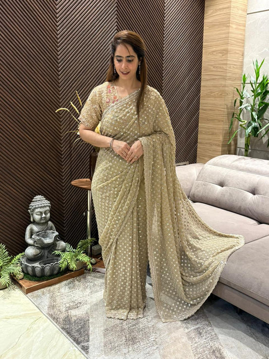 Exquisite pure georgette running saree