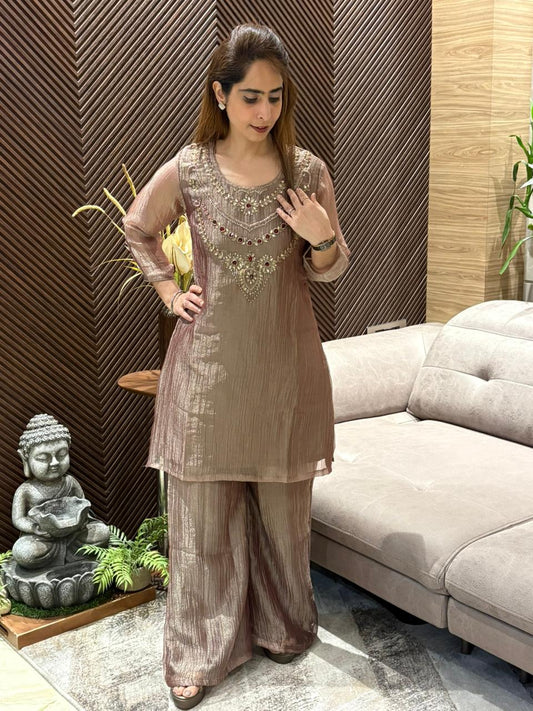 Luxurious crush tissue shimmer co-ord set