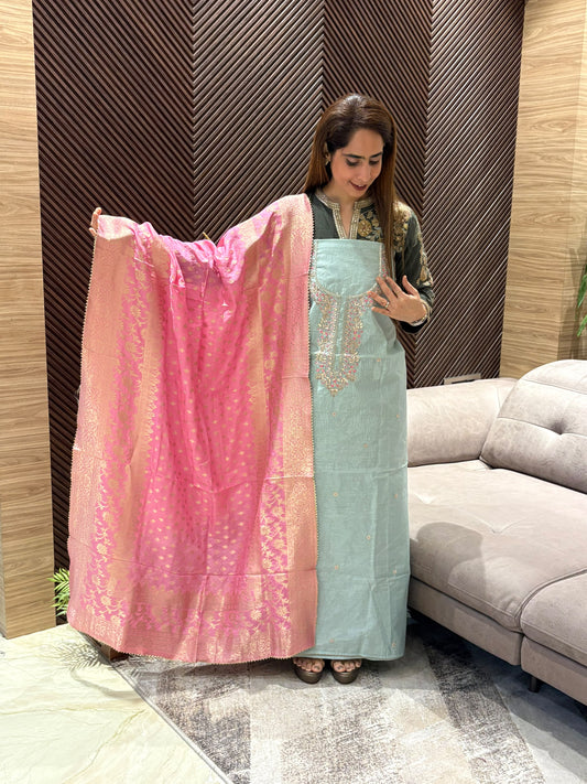 Luxurious Chanderi graceful unstitched suit
