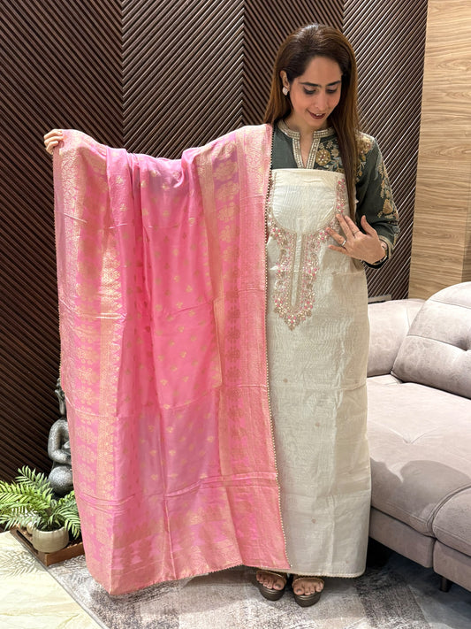 Luxurious Chanderi graceful unstitched suit
