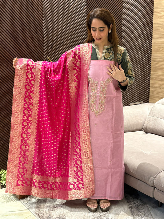 Luxurious Chanderi graceful unstitched suit