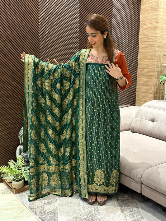 Luxurious Khadi Georgette unstitched suit