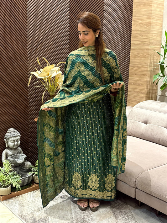 Luxurious Khadi Georgette unstitched suit