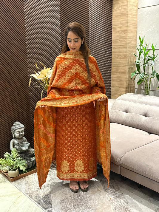 Luxurious Khadi Georgette unstitched suit