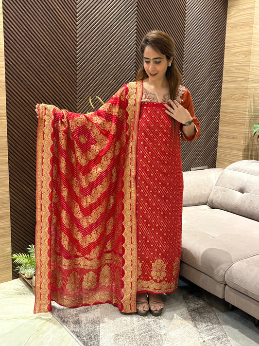 Luxurious Khadi Georgette unstitched suit