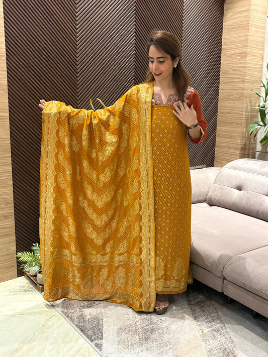 Luxurious Khadi Georgette unstitched suit