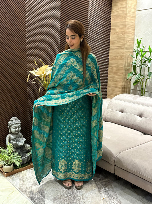 Luxurious Khadi Georgette unstitched suit