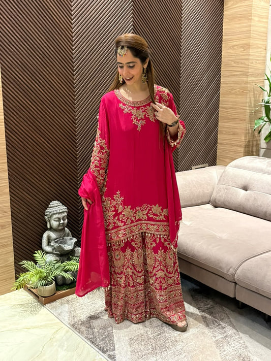 Luxurious Chinon crape Sharara Set