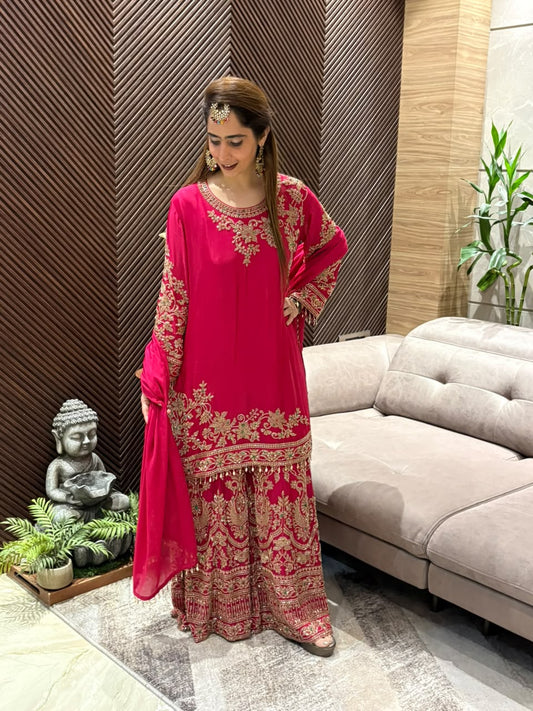 Luxurious Chinon crape Sharara Set
