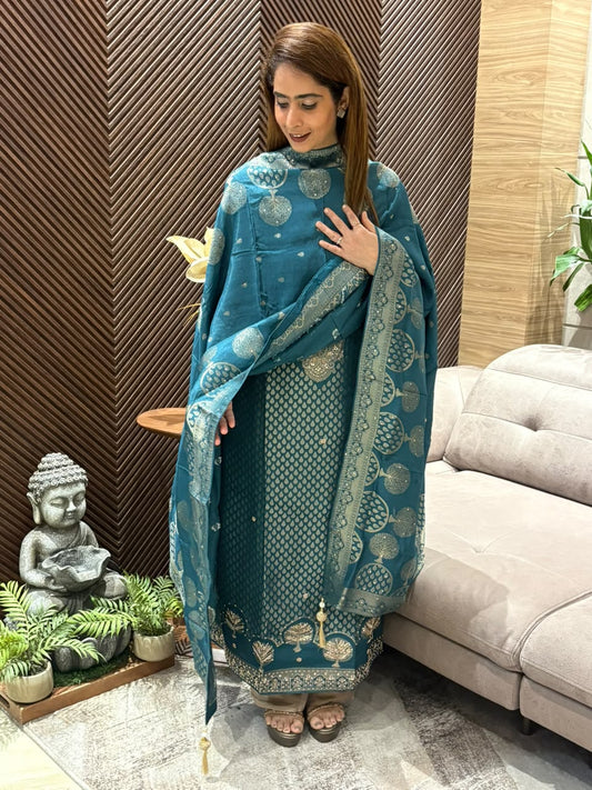 Luxurious silk fabric  elegant ensemble