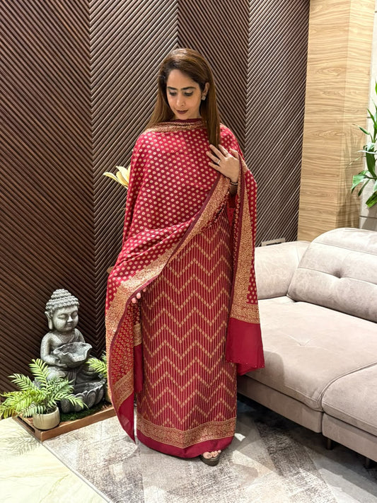 Luxurious raw silk unstitched suit