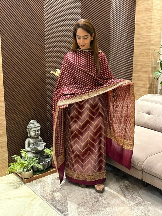 Luxurious raw silk unstitched suit