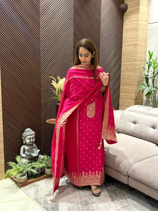 Luxurious Uppada silk unstitched suit